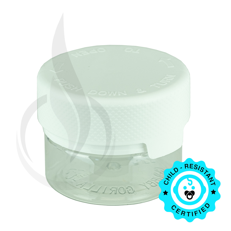 1oz PET Plastic Aviator Series by Chubby Gorilla TE/CRC Clear w/Solid White Cap(500/case)