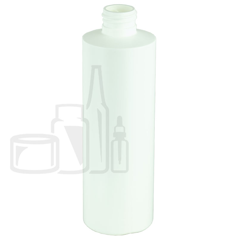 8oz HDPE Plastic White Cylinder Bottle 24-410(347/case)