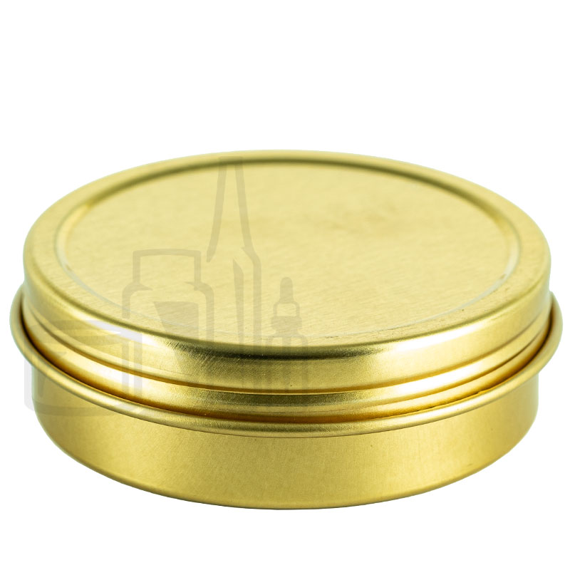 2oz Gold Steel Flat Tin with Screw-Top Lid(864/case)