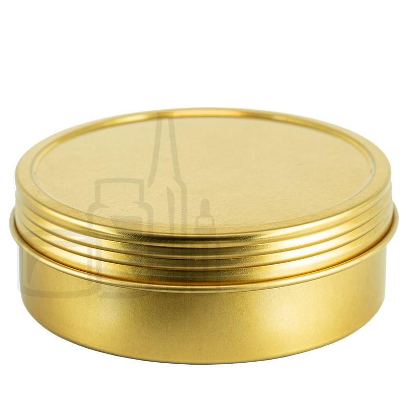 4oz Gold Steel Flat Tin with Screw-Top Lid(432/case)