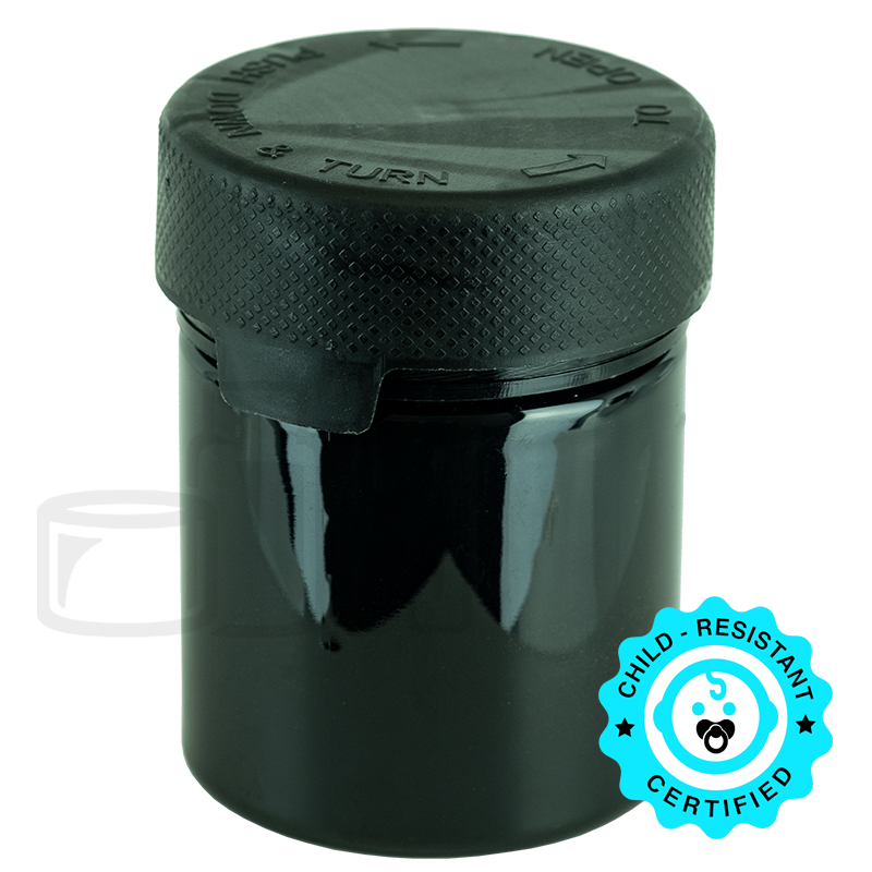 3oz PET Plastic Aviator Series by Chubby Gorilla TE/CRC Solid Black Container w/Solid Black Cap(400/case)