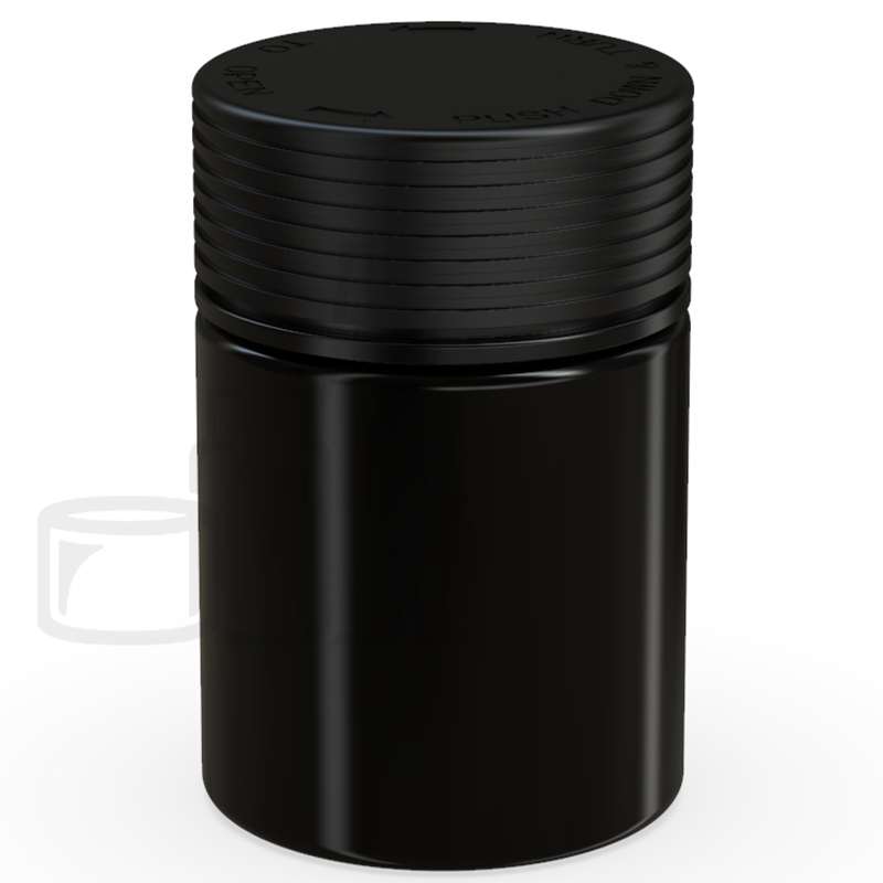 4oz PET Plastic Spiral Container TE/CRC Solid Black with Solid Black Cap(400/cs)
