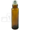 10ml Amber Glass Roller Bottle 15.9mm with Stainless Steel Roller Ball and Black Cap alternate view