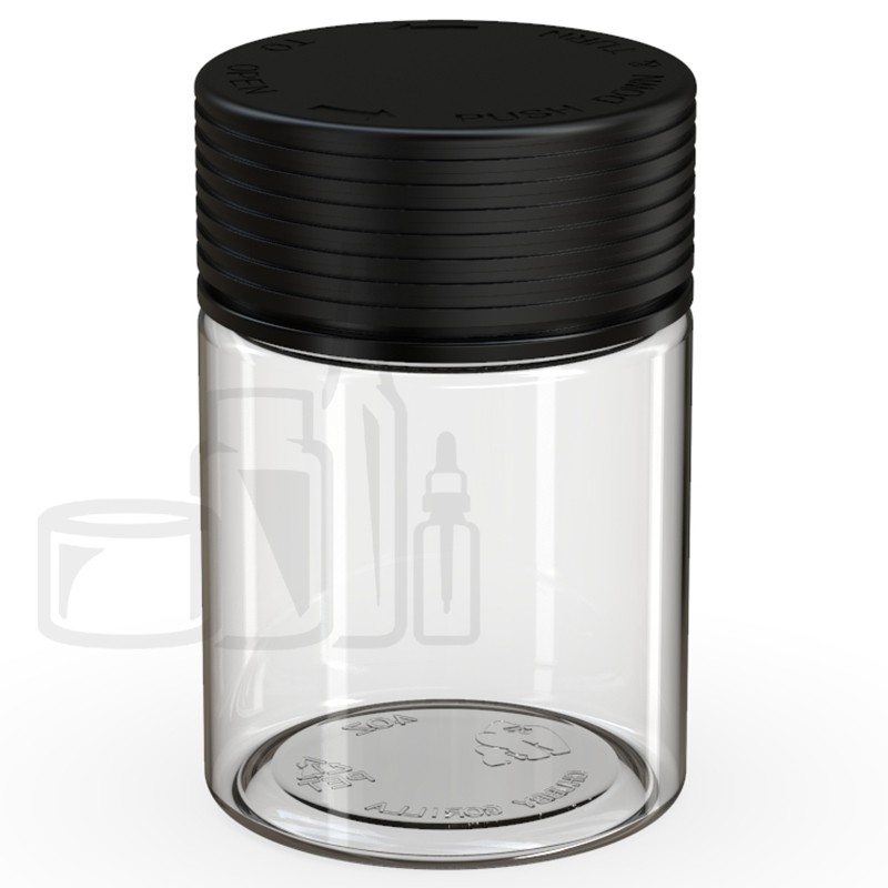 CRC/TE Clear Spiral Cartridge Container FLAT Bottom with Black Cap - 65/510  - (400/cs) - Liquid Bottles LLC