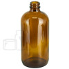 16oz Amber Glass Boston Round Bottle 28-400 - 60/case