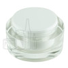 Stock 50ml double wall jar, clear acrylic outer & PP white inner, cap with frosted inner & shiny silver band, PE disc include alternate view