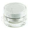 30ml double wall jar, clear acrylic outer & PP white
inner, cap with frosted inner & shiny silver band, PE disc alternate view