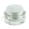 30ml double wall jar, clear acrylic outer & PP white
inner, cap with frosted inner & shiny silver band, PE disc alternate view