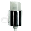 Stock 60ml glass bottle dip tube pump, shiny silver collar, self-locking system