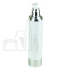 Stock 120ml SAN airless bottle, white body, silver pump alternate view