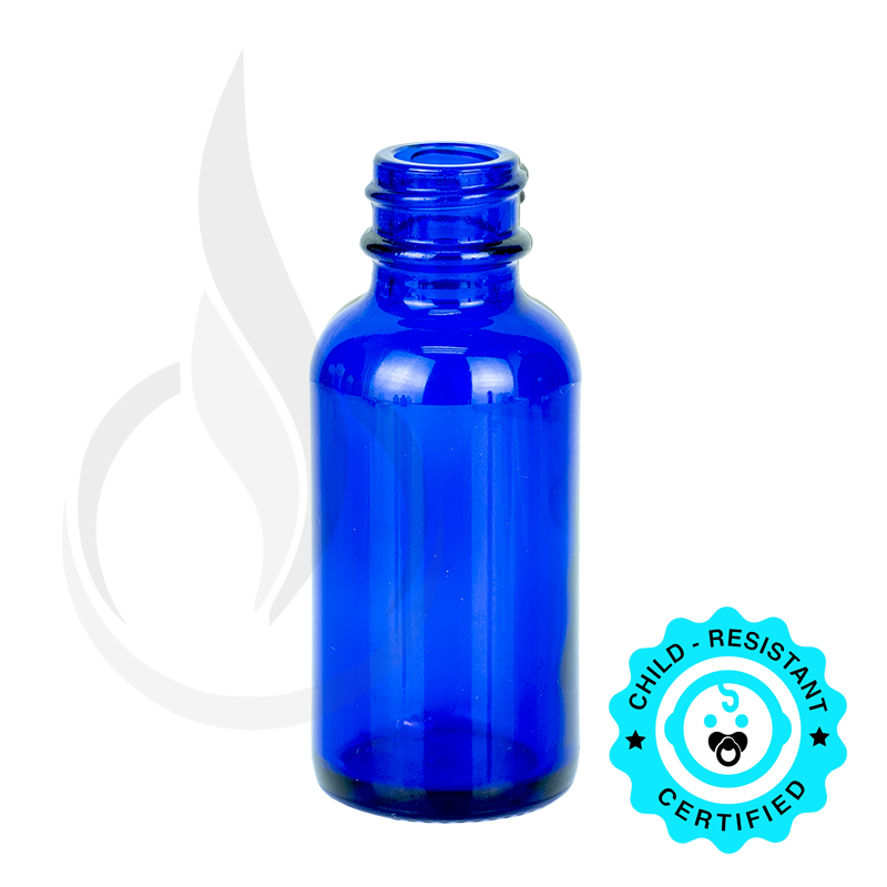 1oz Cobalt Blue Glass Boston Round Bottle 20-400