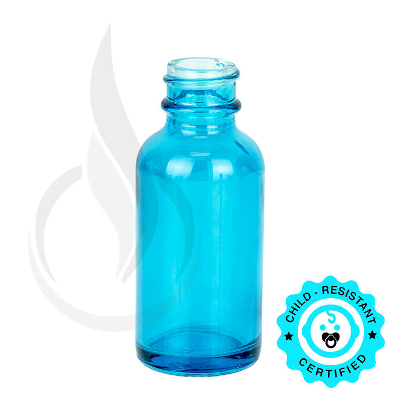 1oz Sky Blue Boston Round Bottle 20-400