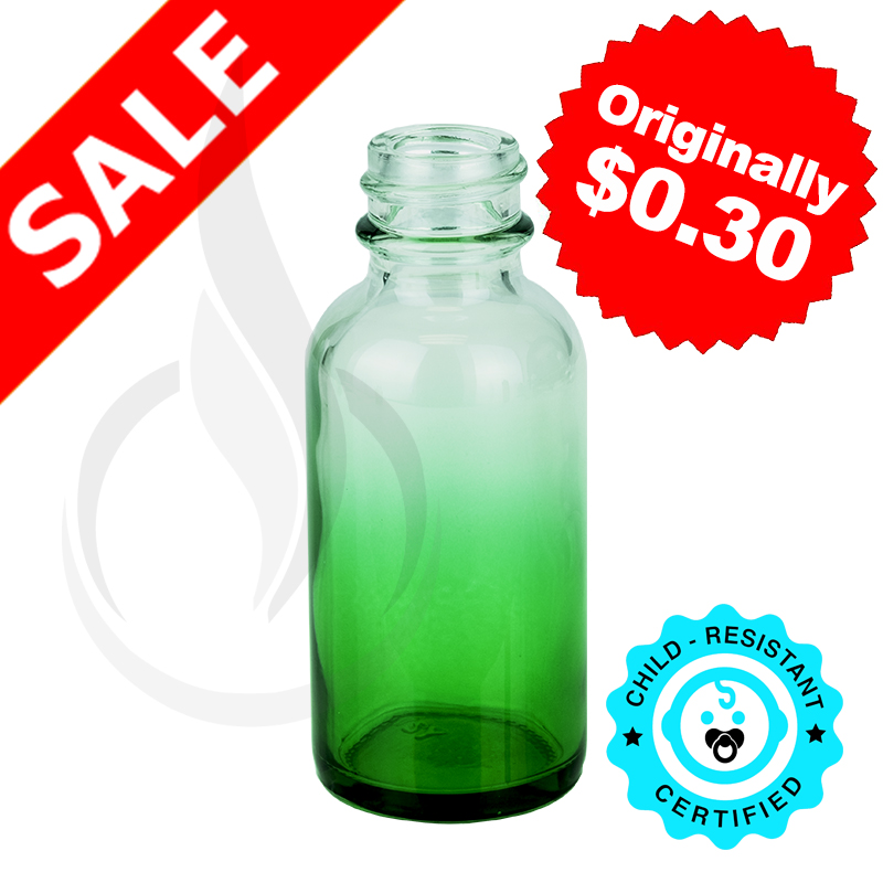 1oz Faded Green Glass Boston Round Bottle 20-400 (360 Case Packs)