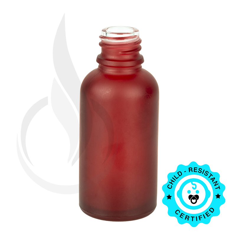 30ml Frosted Red Glass Euro Round Bottle 18-415