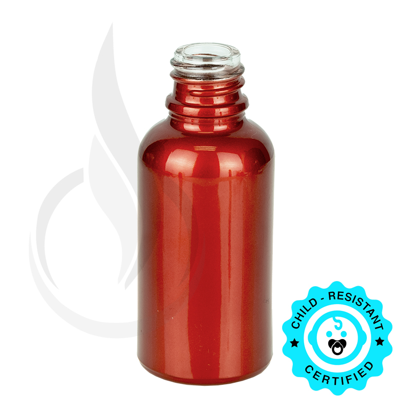 30ml Shiny Red Glass Euro Round Bottle 18-415