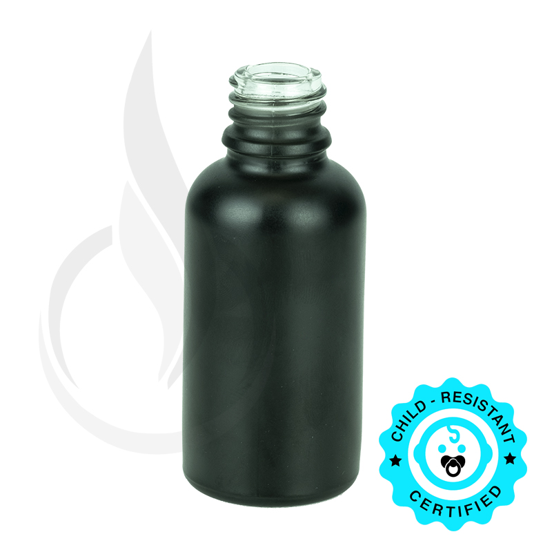 30ml Matte Black Euro Round Glass Bottle 18-415