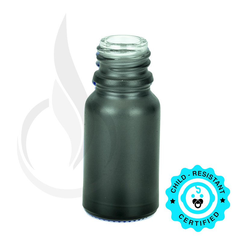 10ml Matte Black Euro Round Glass Bottle 18-415