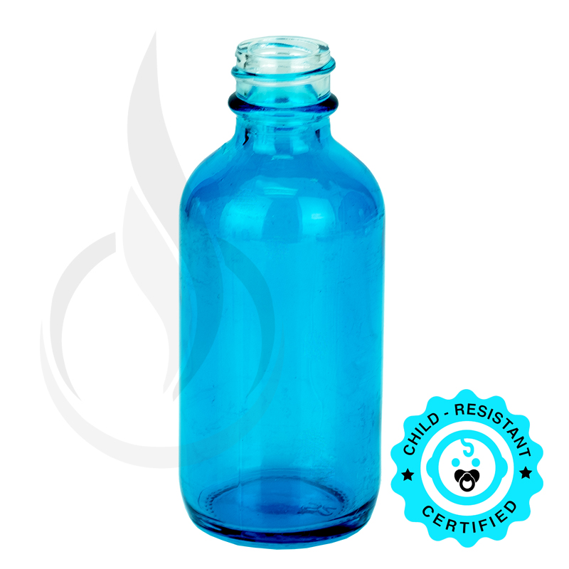 2oz Sky Blue Boston Round Glass Bottle 20-400