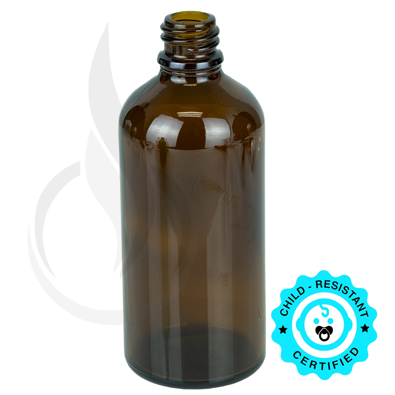 100ml Amber Glass Euro Round Bottle 18-415