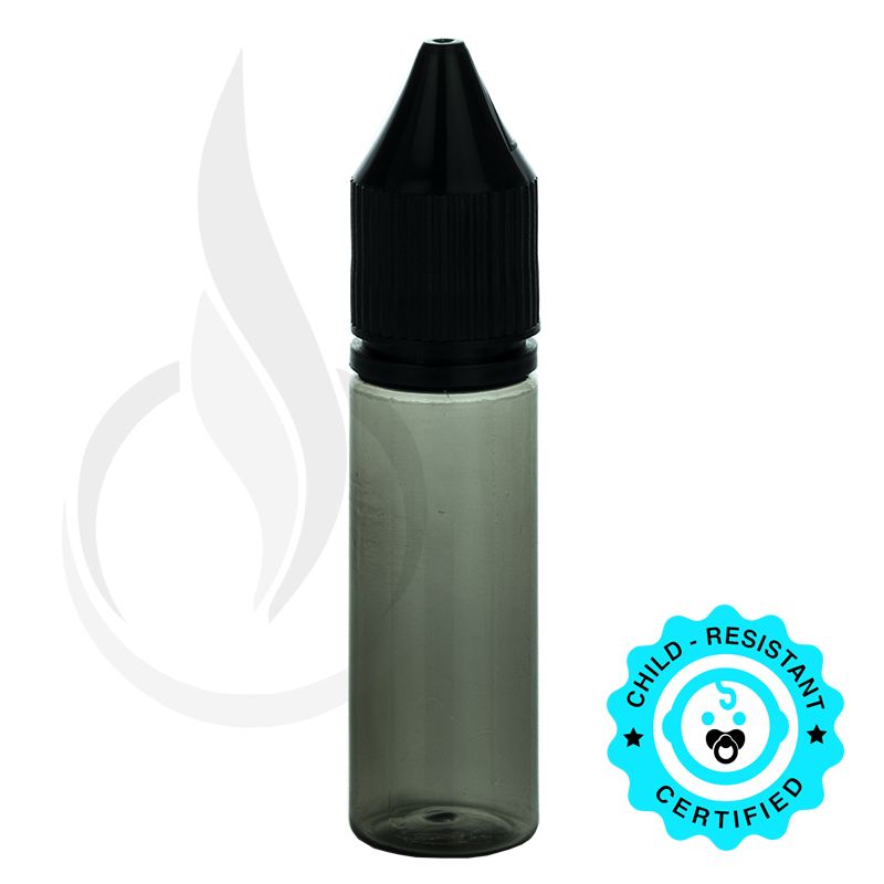 V3 - 15ML PET Plastic TRANSPARENT BLACK CHUBBY GORILLA BOTTLE W/ CRC/TE SOLID BLACK CAP(1000/case)