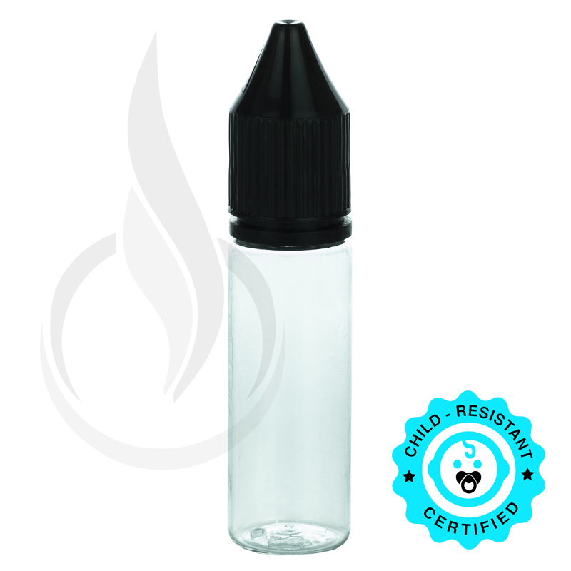 V3 - 15ML PET Plastic CLEAR CHUBBY GORILLA BOTTLE W/ CRC/TE SOLID BLACK CAP(1000/case)