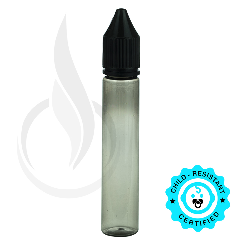 V3 - 30ML PET Plastic CHUBBY GORILLA TRANSPARENT BLACK BOTTLE W/ CRC/TE BLACK CAP(1000/case)