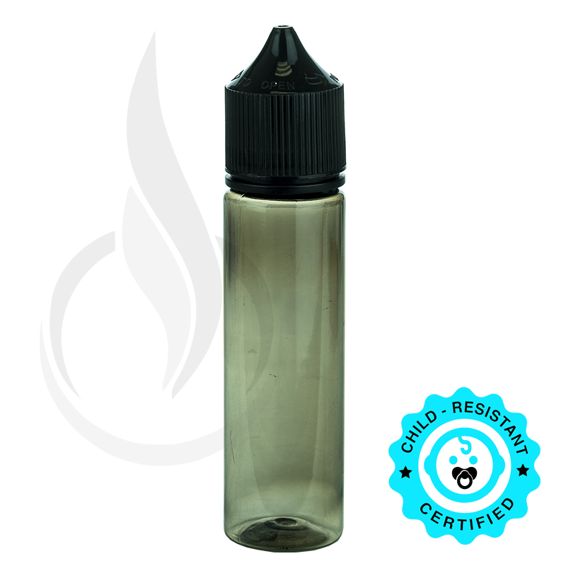 V3 - 60ML PET Plastic CHUBBY GORILLA TRANSPARENT BLACK BOTTLE W/ CRC/TE SOLID BLACK CAP(500/case)