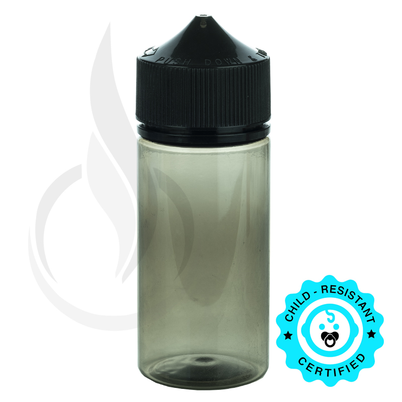 V3 - 100ML PET Plastic TRANSPARENT BLACK CHUBBY GORILLA W/ CRC/TE BLACK CAP(400/case)