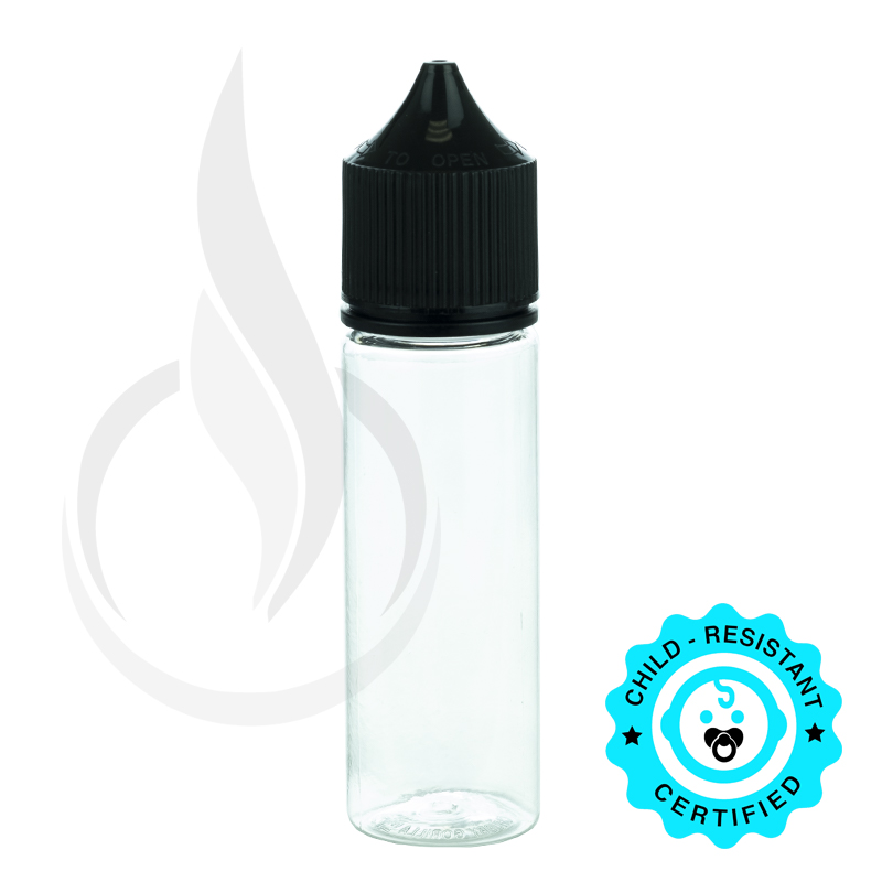 V3 - 50ML PET Plastic CHUBBY GORILLA BOTTLE W/ CRC/TE BLACK CAP