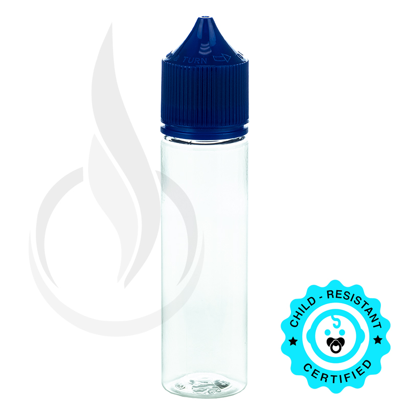 V3 - 60ML PET Plastic CHUBBY GORILLA CLEAR BOTTLE W/ CRC/TE SOLID BLUE CAP