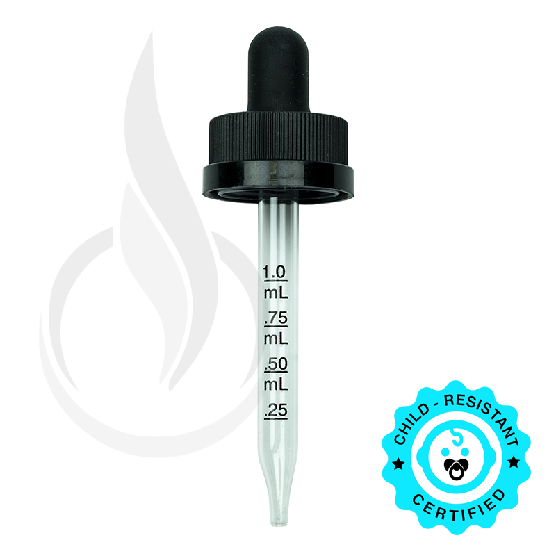 CRC (Child Resistant Closure) Dropper - Red with Measurement Markings on Pipette - 76mm 20-400