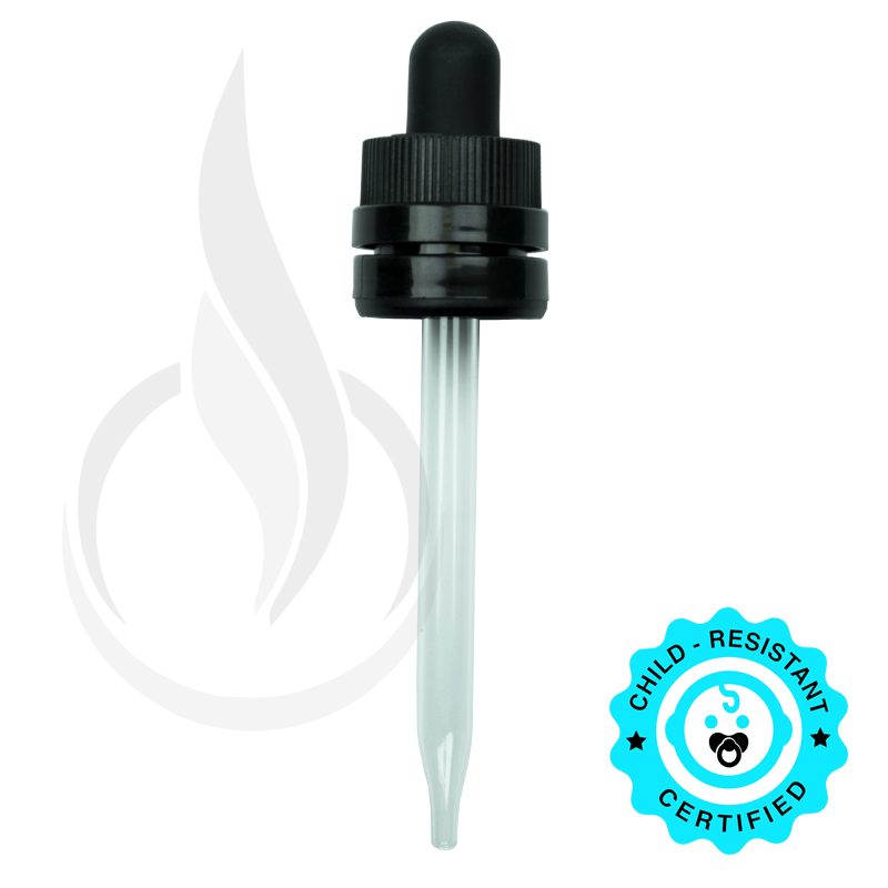 CRC/TE (Child Resistant Closure/Tamper Evident) Super Dropper - Black - 94mm 18-415
