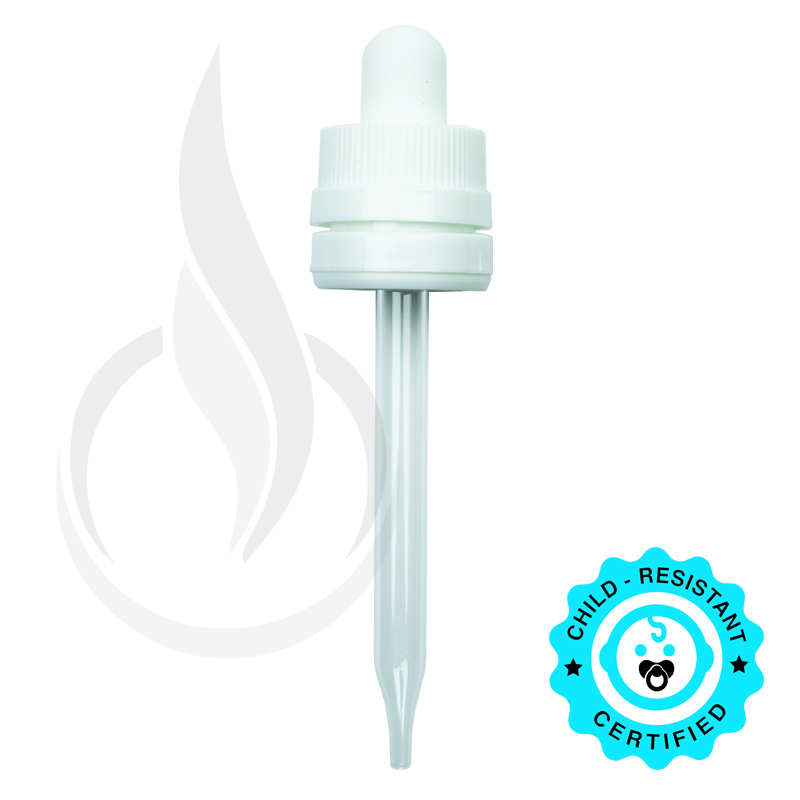 CRC/TE (Child Resistant Closure/Tamper Evident) Super Dropper - White - 94mm 18-415