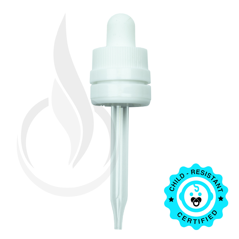 CRC/TE (Child Resistant Closure/Tamper Evident) Super Dropper - White - 77mm 18-415