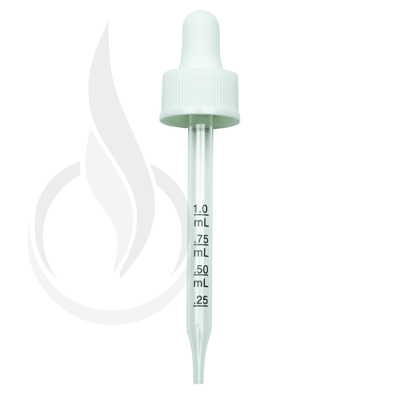NON CRC (Child Resistant Closure) Dropper - White with Measurement Markings on Pipette - 91mm 20-410
