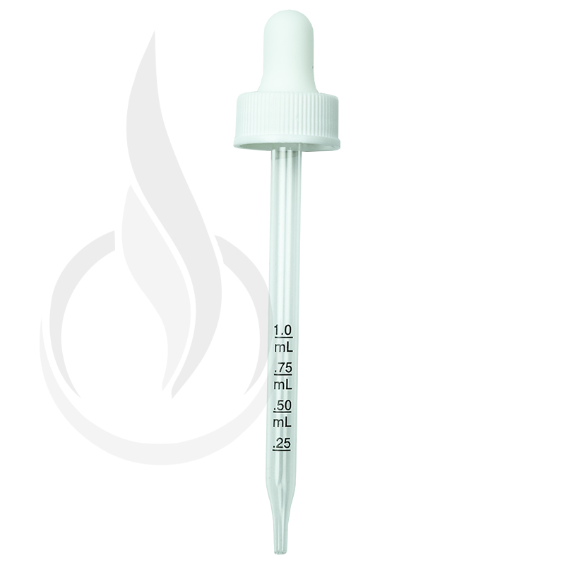 NON CRC (Child Resistant Closure) Dropper - White with Measurement Markings on Pipette - 110mm 22-400