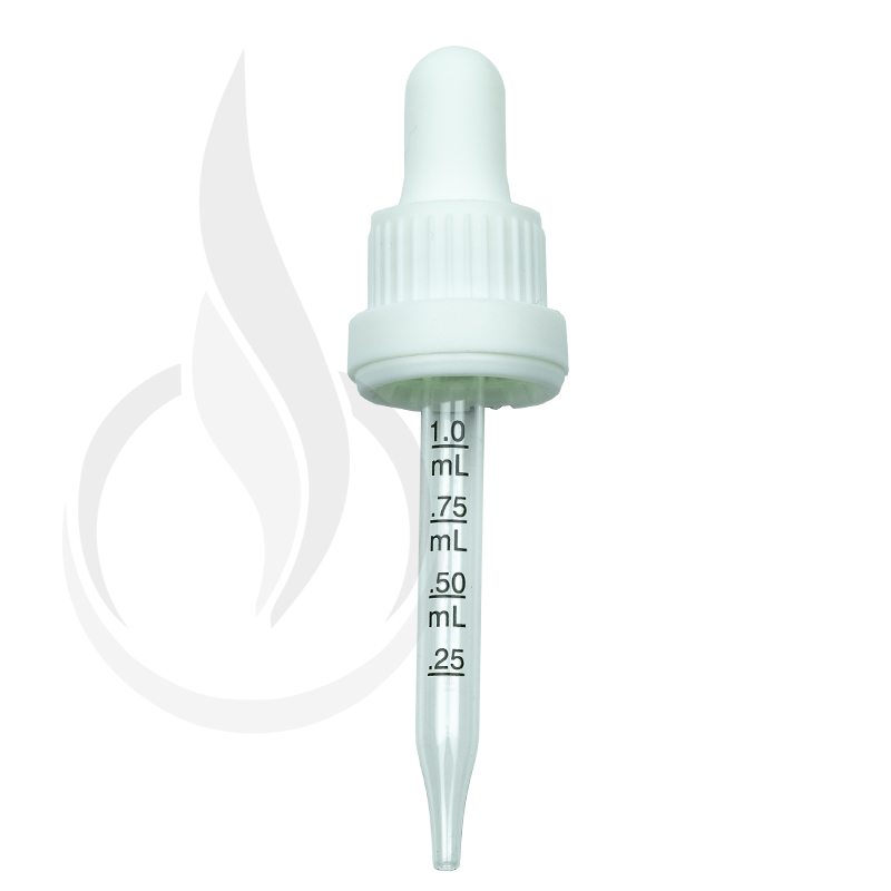 NON CRC + Tamper Evident Dropper - White with Measurement Markings on Pipette - 77mm 18-415