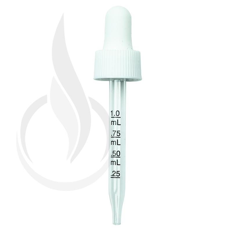 NON CRC (Child Resistant Closure) Dropper - White with Measurement Markings on Pipette - 77mm 18-410