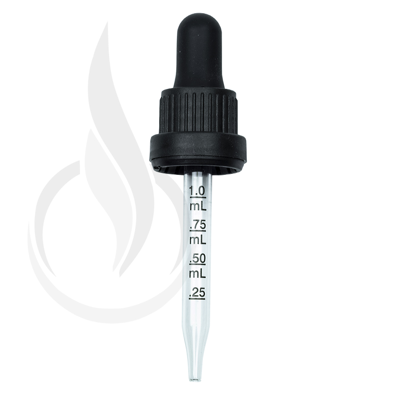 NON CRC + Tamper Evident Dropper - Black with Markings - 91mm 18-415