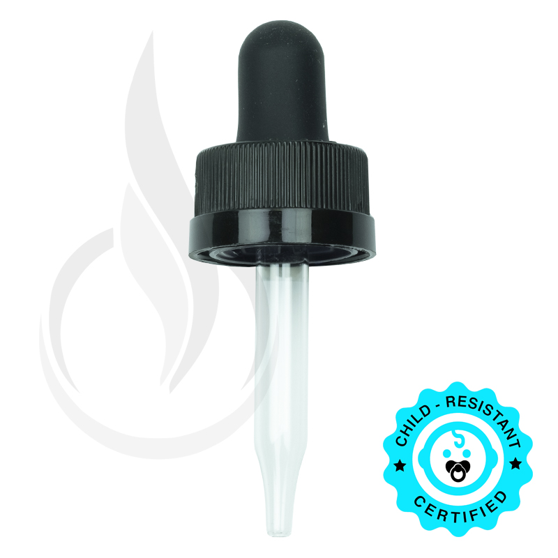 CRC (Child Resistant Closure) Dropper - Black - 58mm 18-400