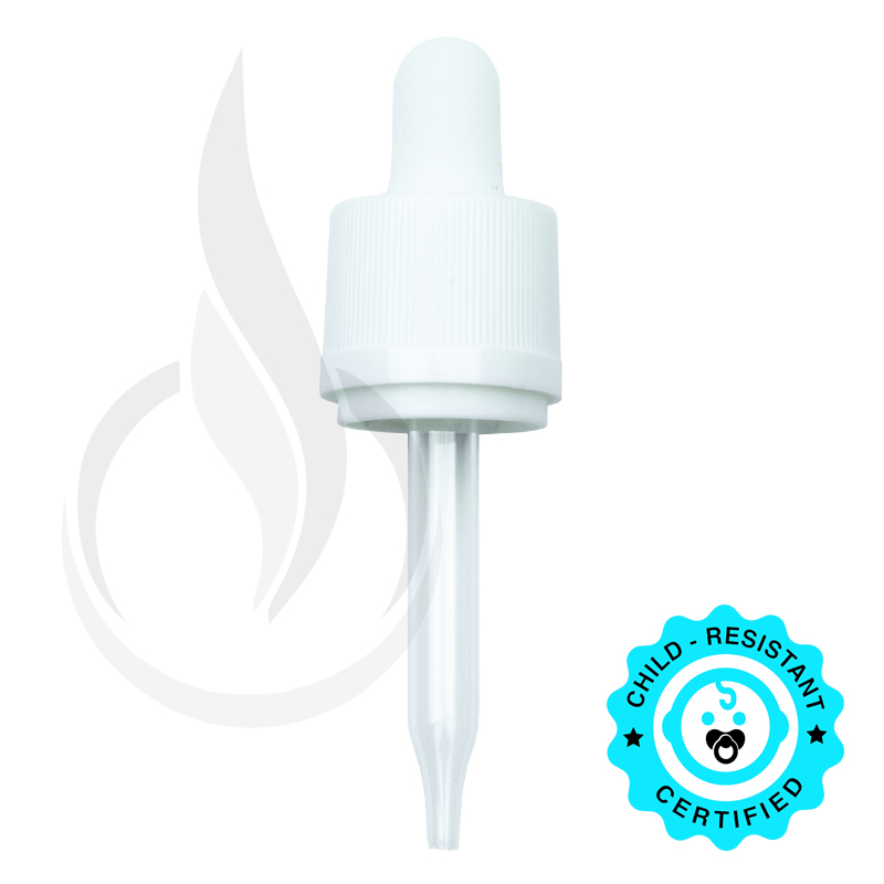 CRC/TE (Child Resistant Closure/Tamper Evident) Dropper - White - 65mm 18-415