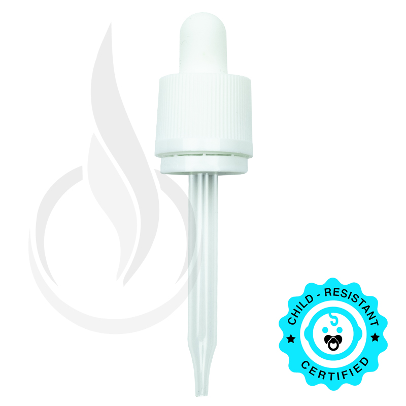 CRC/TE (Child Resistant Closure/Tamper Evident) Dropper - White - 77mm 18-415