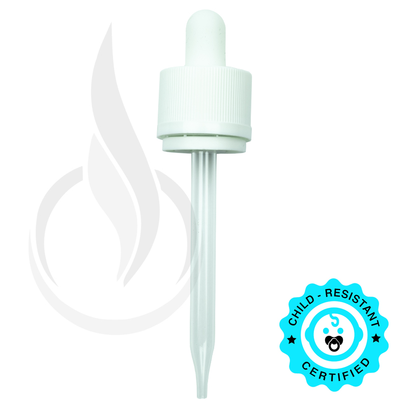 CRC/TE (Child Resistant Closure/Tamper Evident) Dropper - White - 90mm 20-415