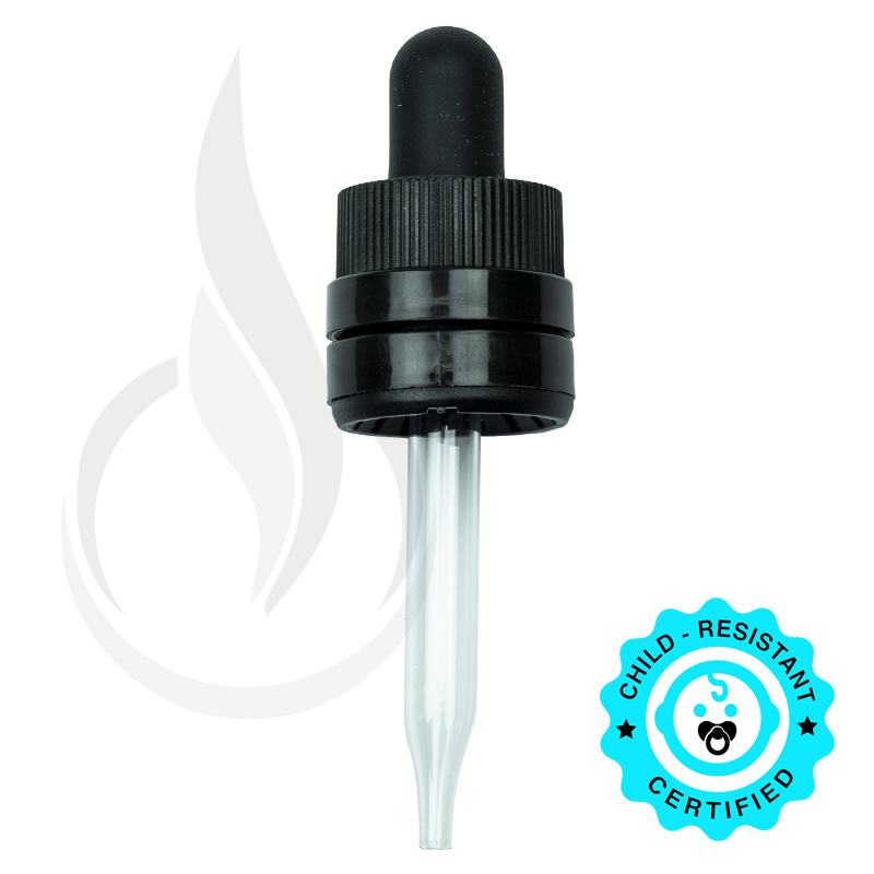 CRC/TE (Child Resistant Closure/Tamper Evident) Super Dropper - Black - 65mm 18-415
