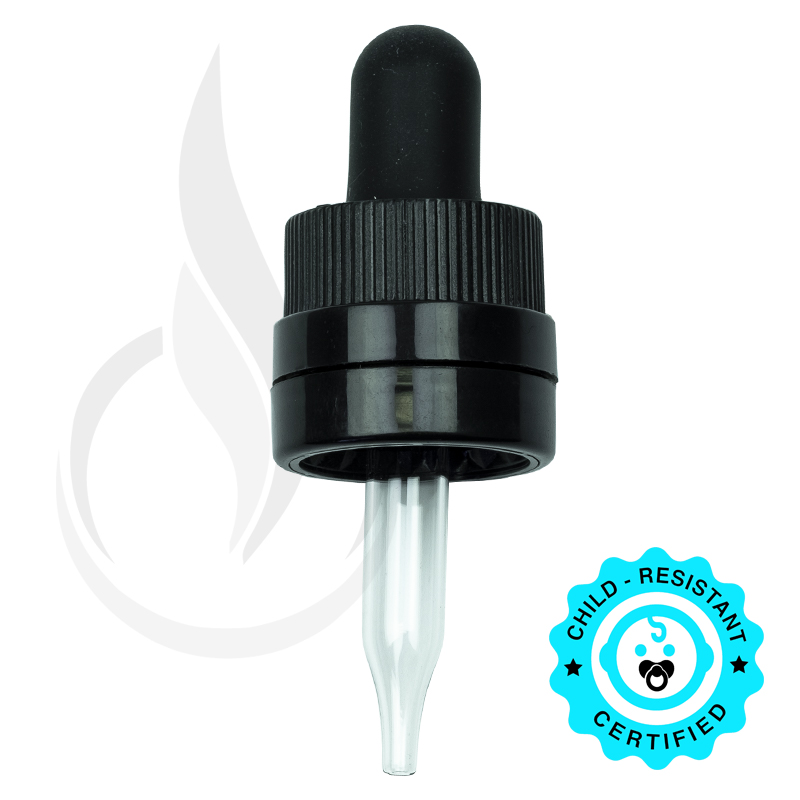 CRC/TE (Child Resistant Closure/Tamper Evident) Super Dropper - Black - 48mm 18-415