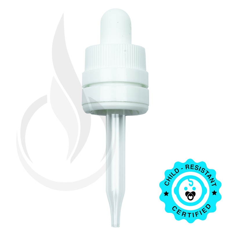 CRC/TE (Child Resistant Closure/Tamper Evident) Super Dropper - White - 65mm 18-415