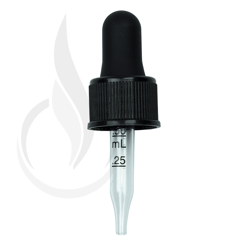 NON CRC Dropper - Black with Measurement Markings on Pipette - 58mm 18-410