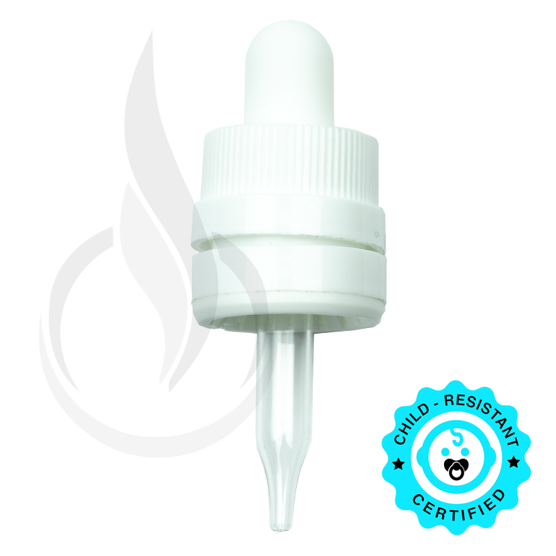 CRC/TE (Child Resistant Closure/Tamper Evident) Super Dropper - White - 58mm 18-415