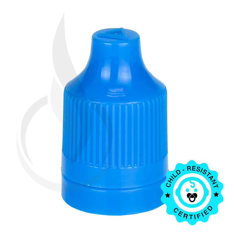 Blue CRC (Child Resistant Closure) Tamper Evident Bottle Cap with Tip 