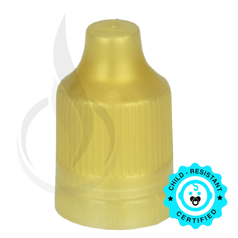 Gold CRC (Child Resistant Closure) Tamper Evident Bottle Cap with Tip 